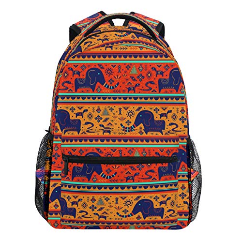 Oarencol Vintage afrikanischer Bohemian Tier Elefant Schlange Traditioneller Tribal Indian Rucksack Büchertasche Daypack Reise Schule College Tasche für Damen Herren Mädchen Jungen von Oarencol