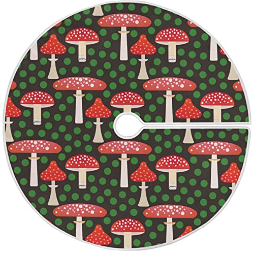 Oarencol Weihnachtsbaumdecke mit roten Pilzen, 91,4 cm, Grün mit Punkten von Oarencol