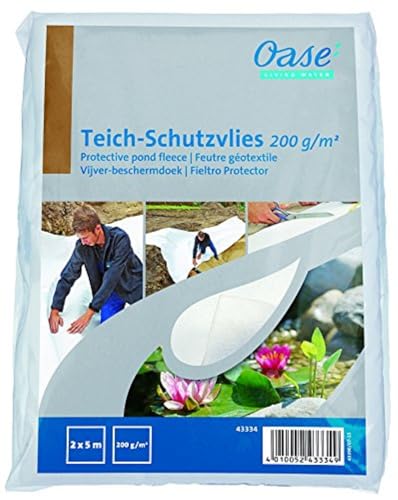 OASE 43334 Folienunterlagen Teich-Schutzvlies 200 g/m² / 2 x 5 m, weiß | Teichvlies | Schutzflies von Oase