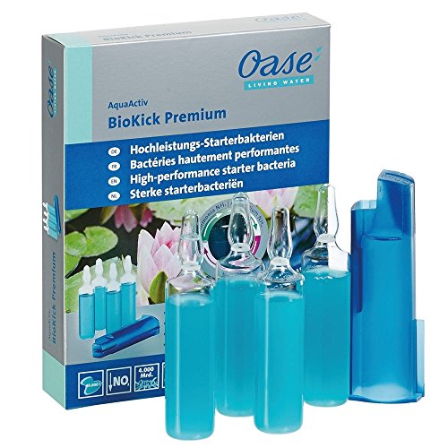 OASE 51280 AquaActiv BioKick Premium 4 x 20 ml für je 10.000 l - hochkonzentrierte Filterbakterien Starterbakterien für Teich Fischteich Gartenteich Schwimmteich von Oase