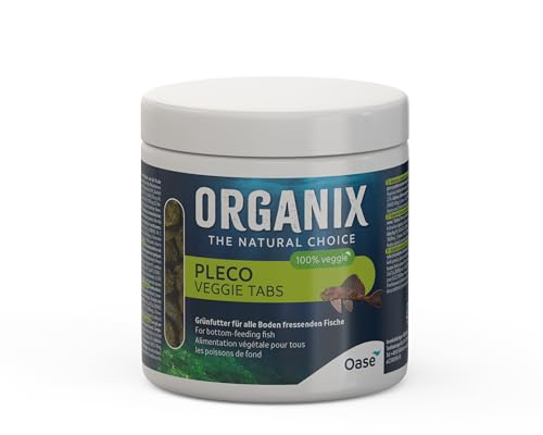 OASE ORGANIX Pleco Veggie Tabs 250 ml - Grünfutter für vollwertige vegetarische Versorgung von Fischen in der unteren Schwimmzone, Aquarienfutter für Pflanzenfresser, Grün von Oase
