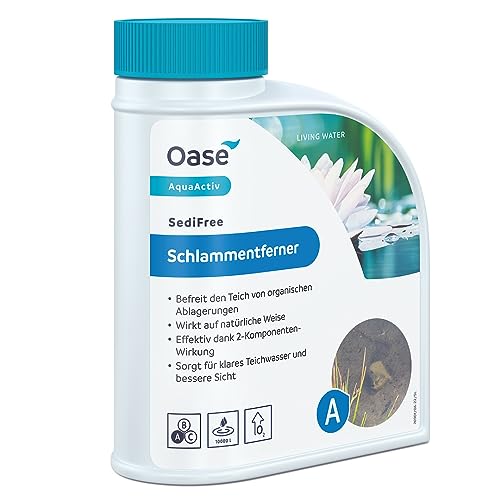 OASE 43143 AquaActiv SediFree Schlammentferner 500 ml - schnelle und biologische Teichpflege mit Sauerstoff und Bakterien entfernt Teichschlamm im Teich Schwimmteich Gartenteich Koiteich Fischteich von Oase