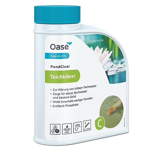 Oase 43140 AquaActiv PondClear Teichklärer 500 ml - Teichpflege | Sofortwirkung | bindet Schwebealgen | gegen nicht filtrierbare Verunreinigungen im (Schwimm-, Koi-) Teich von Oase