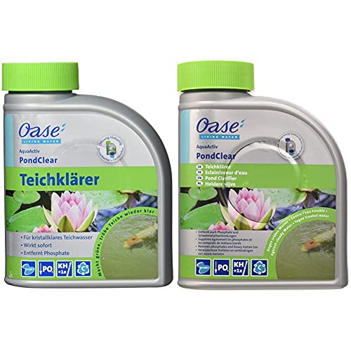 Oase 43140 AquaActiv PondClear Teichklärer 500 ml - sofort wirkende Teichpflege bindet Schwebealgen und wirkt gegen Nicht filtrierbare Verunreinigungen & Wasserklärer AquaActiv PondClear, 500 ml von Oase