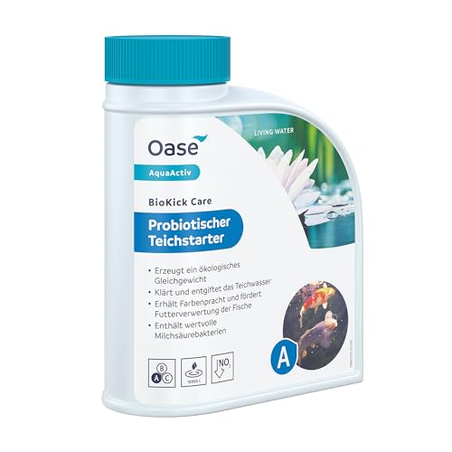 OASE 43155 AquaActiv BioKick Care natürliche Wasserpflege für Teiche 500 ml - hochaktives Teichpflegemittel mit natürlichen Mineralien für klares Teichwasser im Gartenteich, Fischteich, Koiteich von Oase
