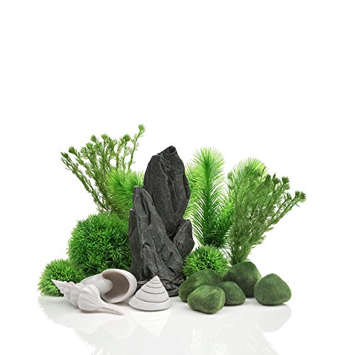 biOrb 48445 Decor Set 30L Stone Garden - Aquariendekoration mit realistischen künstlichen Wasserpflanzen, Wurzeln und Steinen für schönes Aquariendesign | für Süßwasser und Meerwasser geeignet von biOrb
