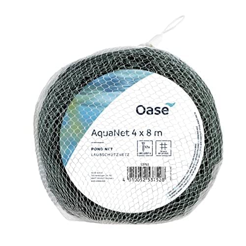 Oase 53752 Aquanet Teichnetz 2 - schützt Teiche vor Blättern und Laub, Verwendung als Vogelschutznetz an Bäumen und Sträuchern, Teichgröße bis max. 4 x 8 m, Grün von Oase