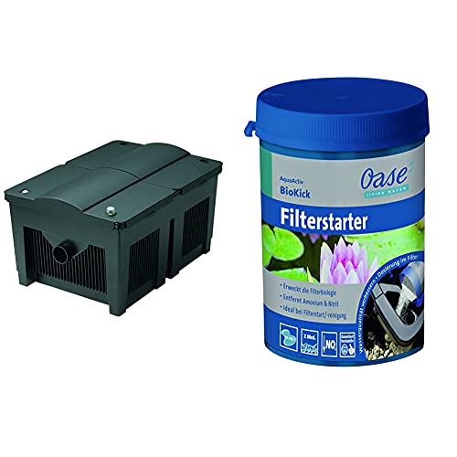 Oase 56641 Durchlauffilter BioSmart 36000 | Filter für bis zu 36.000 l/h | Filtersystem & AquaActiv BioKick 200 ml für 10.000 - Teichbakterien Starterbakterien für Fischteich Gartenteich Schwimmteich von Oase