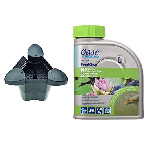 Oase 57384 SwimSkim 25 | Oberflächensauger | Einsatz an Teichen (bis 25 m²), Schwarz & Oase Wasserklärer AquaActiv PondClear, 500 ml von Oase