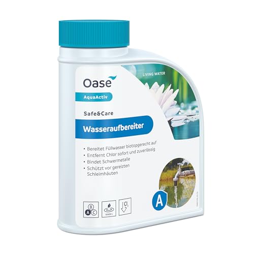 Oase 43151 AquaActiv Safe&Care Wasseraufbereiter, 500 ml - fischgerecht - schnell wirksamer Aufbereiter für Füllwasser mit Bio Schleimhautschutz ideal für Fischteich, Koiteich, Gartenteich von Oase