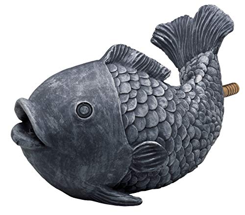 OASE 36777 Wasserspeier Fisch Teichfigur Dekoration Wasserstrahl Sauerstoff, Grau von Oase