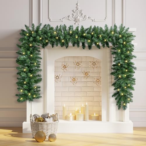 OasisCraft 270cm Weihnachtsgirlande mit LED-Lichtern, batteriebetrieben, vorbeleuchtete Weihnachtsgirlande für Kaminsims, Kamin, Treppengeländer OasisCraft 270cm Weihnachtsgirlande mit LED-Lichtern, batteriebetrieben, vorbeleuchtete Weihnachtsgirlande für Kaminsims, Kamin, Treppengeländer von OasisCraft