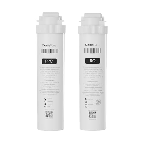 OasisPure® FreshGo Ersatzfilter Set (PPC + RO) | Kompatibel mit FreshGo Slim & FreshGo Flex | PPC-Vorfilter gegen Sedimente, Chlor, Gerüche & Kalkablagerungen | RO-Membran mit Filtration bis 0,0001 µm von OasisPure
