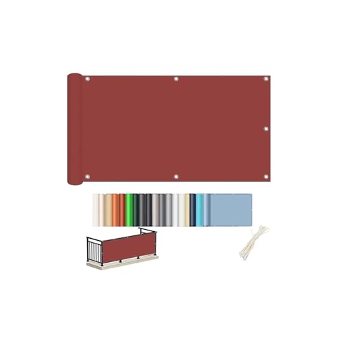 Balkon Sichtschutz Ohne Bohren, Blickdichte Balkonverkleidung Wetterfest, UV-Schutz, Balkon-Verkleidung Schattiernetz mit Ösen Kabelbinder für Garten Balkon Zaun Terrassen (0.5x1m, Zinnoberrot) von Oasisony