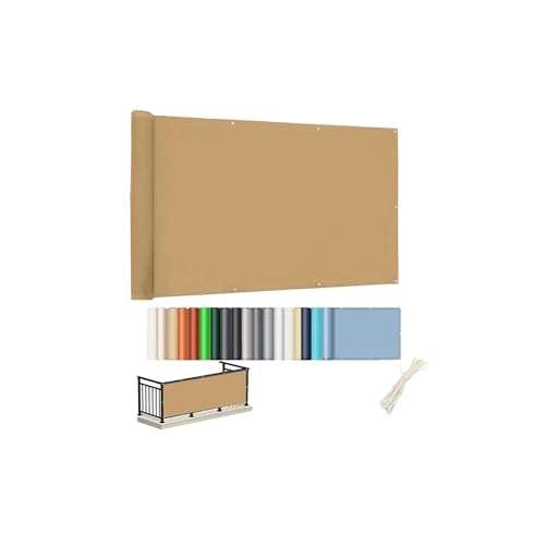 Oasisony Balkon Sichtschutz Ohne Bohren, Blickdichte Balkonverkleidung Wetterfest, UV-Schutz, Balkon-Verkleidung Schattiernetz mit Ösen Kabelbinder für Garten Balkon Zaun Terrassen (0.5x1.5m, Khaki) von Oasisony