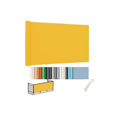 Oasisony Balkon Sichtschutz Ohne Bohren, Blickdichte Balkonverkleidung Wetterfest, UV-Schutz, Balkon-Verkleidung Schattiernetz mit Ösen Kabelbinder für Garten Balkon Zaun Terrassen (0.5x1m, Gelb) von Oasisony