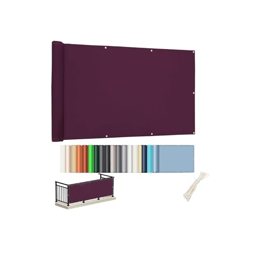 Oasisony Balkon Sichtschutz Ohne Bohren, Blickdichte Balkonverkleidung Wetterfest, UV-Schutz, Balkon-Verkleidung Schattiernetz mit Ösen Kabelbinder für Garten Balkon Zaun Terrassen (0.5x2m, Weinrot) von Oasisony