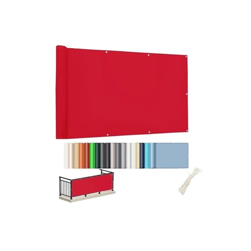 Oasisony Balkon Sichtschutz Ohne Bohren, Blickdichte Balkonverkleidung Wetterfest, UV-Schutz, Balkon-Verkleidung Schattiernetz mit Ösen Kabelbinder für Garten Balkon Zaun Terrassen (0.5x3.5m, Rot) von Oasisony