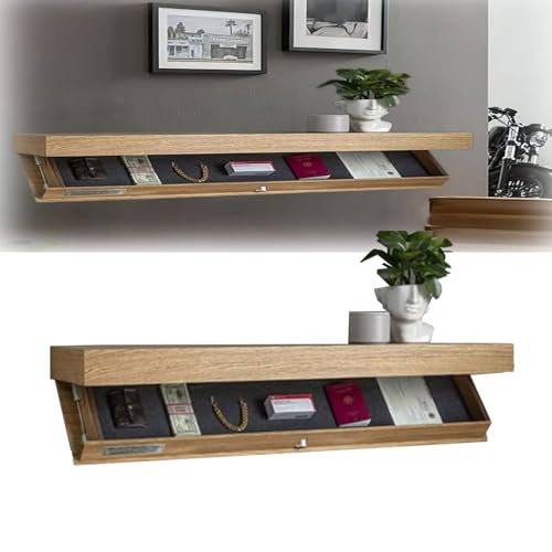 Oasisony Designer-Regal mit Geheimfach, Verdecktes Schweberegal, schwebendes Regal mit verstecktem Fach, Aufbewahrungslösung, ideal für Wohnzimmer oder Büro(Holz) von Oasisony
