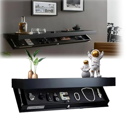 Oasisony Designer-Regal mit Geheimfach, Verdecktes Schweberegal, schwebendes Regal mit verstecktem Fach, Aufbewahrungslösung, ideal für Wohnzimmer oder Büro(Schwarz) von Oasisony