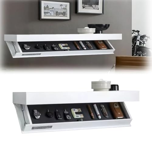 Oasisony Designer-Regal mit Geheimfach, Verdecktes Schweberegal, schwebendes Regal mit verstecktem Fach, Aufbewahrungslösung, ideal für Wohnzimmer oder Büro(Weiß) von Oasisony