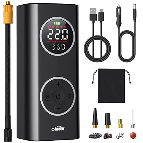 Oasser akku Luftpumpe Luftkompressor 6000mAh 150PSI Kompressor 12V DC Typ-C wiederaufladbarer Li-Ionen-Akku elektrische Luftpumpe mit zweifarbigem LCD-Display für Auto Motorräder Fahrräder Bälle Oasser akku Luftpumpe Luftkompressor 6000mAh 150PSI Kompressor 12V DC Typ-C wiederaufladbarer Li-Ionen-Akku elektrische Luftpumpe mit zweifarbigem LCD-Display für Auto Motorräder Fahrräder Bälle von Oasser