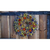 Getrockneter Blumen Türkranz Türkranz Sommerkranz Frühlingskranz Rustikal Rustikal Wohndekor Bunt von Oaze