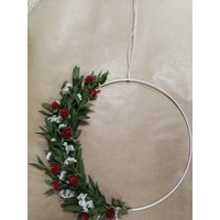 Moderner Kranz Getrockneter Blumenkranz Türkranz Weißer Mit Konserviertem Eukalyptus Hochzeit Raumdeko Wanddeko von Oaze
