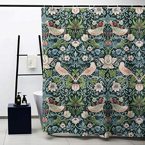 Obal William Morris Duschvorhang, Erdbeerdieb Bad Vorhänge Wasserschutz Anti-Mould Polyester Dekorative Duschvorhänge Art Deco mit 12 Vorhanghaken Maschinenwaschbar, 71 in * 71 in von Obal