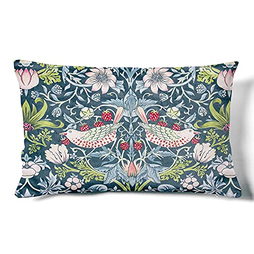 Obal William Morris Kissenbezüge Original Design Samtkissen Hüllen Rechteck dekorativ Wurfkissenabdeckung 24x16inch für Sofa Bett Couch Wohnzimmer Schlafzimmer Emerald Grüne Erdbeerdieb von Obal