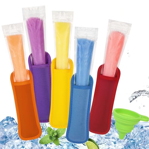 100 Eiszapfentüten werden mit 5 gefrierfesten Hüllen geliefert MEHRWEG (blau lila rot gelb orange) von Obcarn