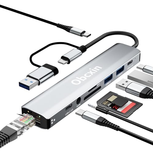 USB C Hub 9-in-2 Multiport Adapter mit Ethernet, US-B 3.0&USB 2.0, USB C Adapter mit SD/TF-Kartenleser, 3,5-mm-Aux-Anschlüsse für MacBook XPS Surface Pro Linux Chromebook usw USB C Hub 9-in-2 Multiport Adapter mit Ethernet, US-B 3.0&USB 2.0, USB C Adapter mit SD/TF-Kartenleser, 3,5-mm-Aux-Anschlüsse für MacBook XPS Surface Pro Linux Chromebook usw von Obcxin