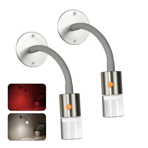 Obeaming 2 x Wohnmobil Leselampe 12V Dimmbar LED Lampe 4000K & Rotes Licht Flexible Schwanenhals, DC 12V-24V Spot Augenpflege für Boot Wohnwagen Yacht Innenbeleuchtung (Acryl) von Obeaming