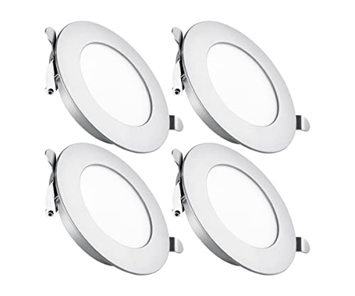 Obeaming 4 x 12V LED Einbaustrahler 3W 83mm 285lm Wohnmobil Boot Einbauleuchten Flache Spot Dimmbar Einbauspot für Camper Wohnwagen Bad, Loch 64-74mm 6000K Silber Aluminium CRI93 von Obeaming