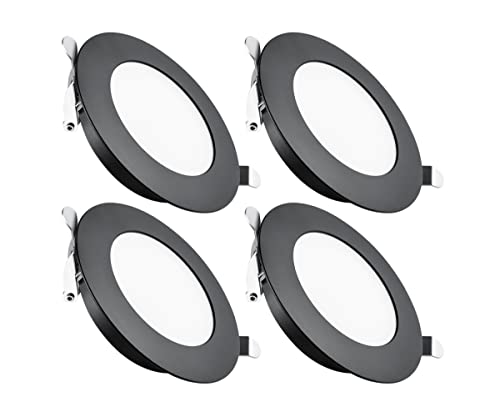 Obeaming 4 x 12V LED Einbaustrahler Wohnmobil Boot Einbauleuchten Flache Spot Dimmbar Einbauspot 3W 83mm 285lm für Camper Wohnwagen Bad, Loch 64-74mm Schwarz 6000K Aluminium CRI93 von Obeaming