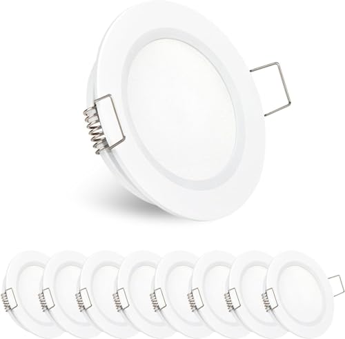Obeaming 8er Set LED Einbaustrahler 12V LED Spot 12V Einbauspots für Wohnmobil Boot Camper Wohnwagen Van, DIA 70mm CRI93 Aluminium (Weiß, 3000K) von Obeaming