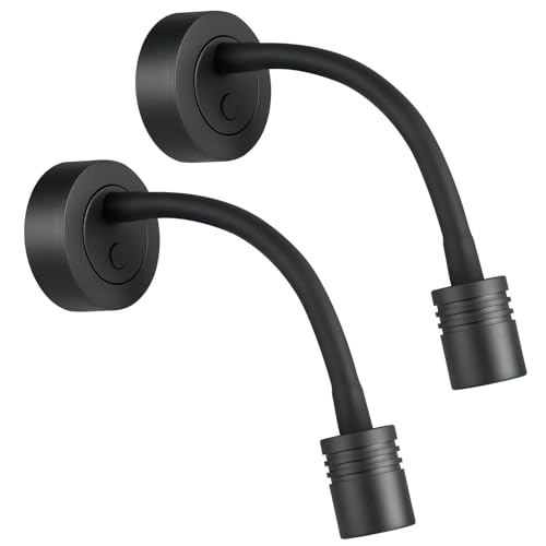Obeaming LED Leselampe 12V Dimmbar Wohnmobil Flexible Schwanenhals USB-Anschluss, Wandlampe Bettseite 2 Stück DC 12V-24V Spot für Boot Wohnwagen Innenbeleuchtung Yacht, Fest verdrahtet Wandmontage von Obeaming