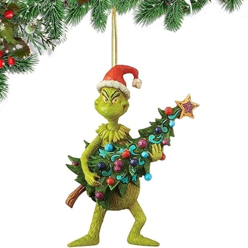 Obelevi Welcome Christmas Ornament Frohe Weihnachten von Grinch mit Herz 2022 für Baum Familie Urlaubsatmosphäre Dekorationen von Obelevi