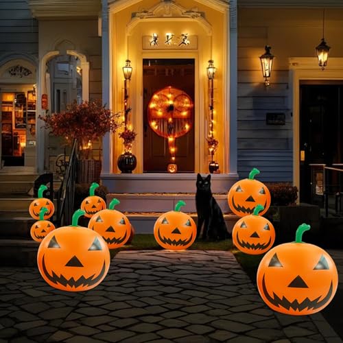 3pcs aufblasbare Kürbisriese Halloween aufblasbare Kürbisse Archway Yard Outdoor Holiday Decor in die Luftpaarung von Rasengarten, Halloween -Dekorationen, Dekorationen von Obelunrp
