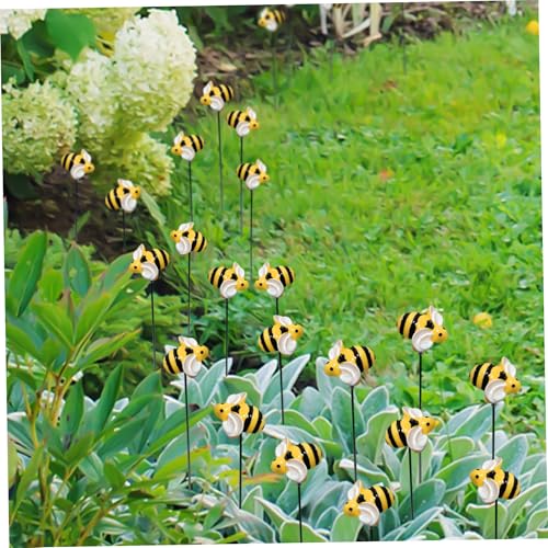 Bienengarten Stakes Dekor Honey Bienengarten Stick Dekorative Garten Pfahl Blumenbettdekor für Outdoor -Ornament 10pcs, Stöcke, Pfähle von Obelunrp