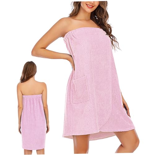 Damen Wickelhandtuch, Handtuch Wraps für Frauen weiche hautfreundliche Damen-Wickel-Handtuch absorbierende Badetuchkleid mit einer Tasche Cover-up Duschtuchrobe für Home Hotel Travel Style2 XL, Badew von Obelunrp