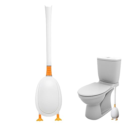 Enten-Toilettenbürste, 39,5 cm/15,5-Zoll-Silikon-Enten-Toilettenbürste und Halter, 4 in 1 Toilettenreinigungsbürsten, ohne Trommelfell montierter Toilettenreinigungswerkzeug für Badezimmer Hotel von Obelunrp