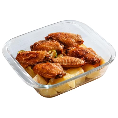 Glas Backform, 8x7x2 quadratisch hitzebeständig bis zu 400 ° C Glasofenbackwaren für Luftbraten, Mikrowellenofen kochen, Backgerichte für von Obelunrp