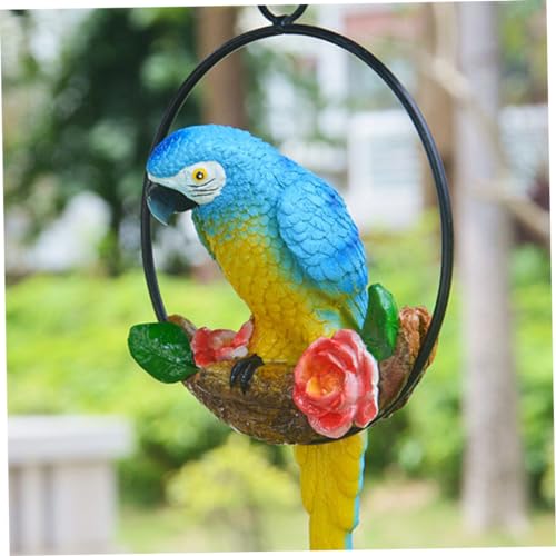 Hanging Papageiengarten -Gartendekoration Harz Papagei Outdoor Dekor auf Barsch Garten Skulpturen Statue für Außendekorationen Blau von Obelunrp