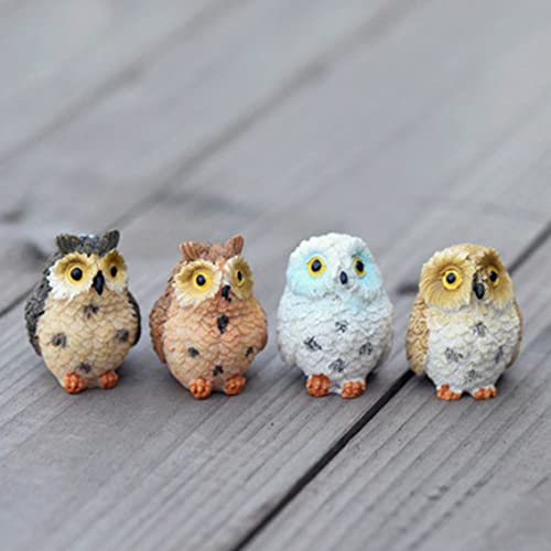 Harz Mini -Eulen, Miniatur -Eulen -Ornamente Mini Rasin Owl Garten Figuren Landschaft Puppendekor 3cm 4pcs von Obelunrp