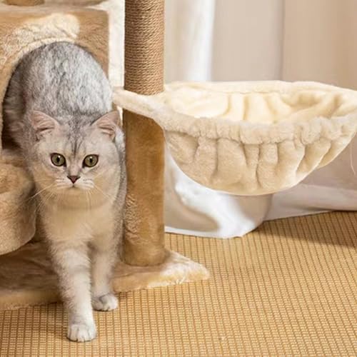 Katze Hängematte 17in Dia..Löffel-Form großer Katzenbaum Hängematte weich Kratzfeste Baum Ersatzteile Waschbar leicht zu installieren Ansätze Beige von Obelunrp