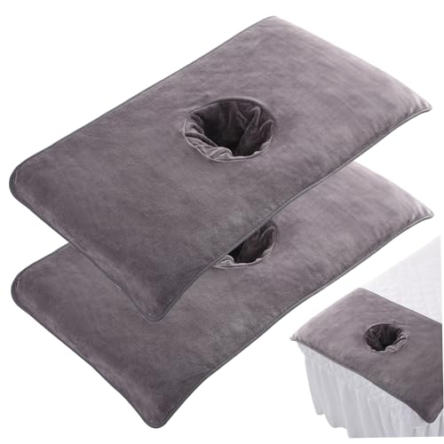 Massagebettbedeckung mit Gesichtsloch, 2pcs Weichkorallen Samt Schönheitsbettbedeckung, Spa -Massage -Tisch -Gesicht -Handtuch, Massage -Tischabdeckung mit Gesichtsloch für Spa Beauty Skin Care (Grau von Obelunrp