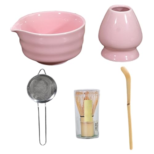 Matcha Whisk Set, 5pcs Matcha -Kit enthalten Bowl, Whisk und Halter, Bambusschaufel, Sifter, perfekt für Teezeremonie, Teeliebhaber, Set von Obelunrp