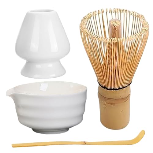Matcha Whisk Set Ceramic Matcha Whisk wiederverwendbares Set Elegantes Kit Beinhaltet eine Schüssel mit Ausgaber von Obelunrp