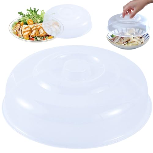 Mikrowellen-Splitterabdeckung, 8 '' runde Mikrowellenabdeckung Lebensmittel mit Dampfschlitzen BPA-freier Splitterschutzdeckel mit einfachem Griffgriff, Teller von Obelunrp